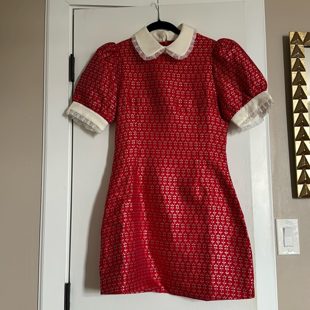 NWOT Dream Sister Jane red jacquard dress with white trim